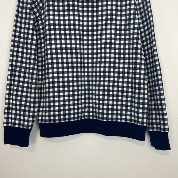 Draper James Natalie Sweatshirt in Navy Blue and White Gingham. Size Large. - Picture 11 of 14